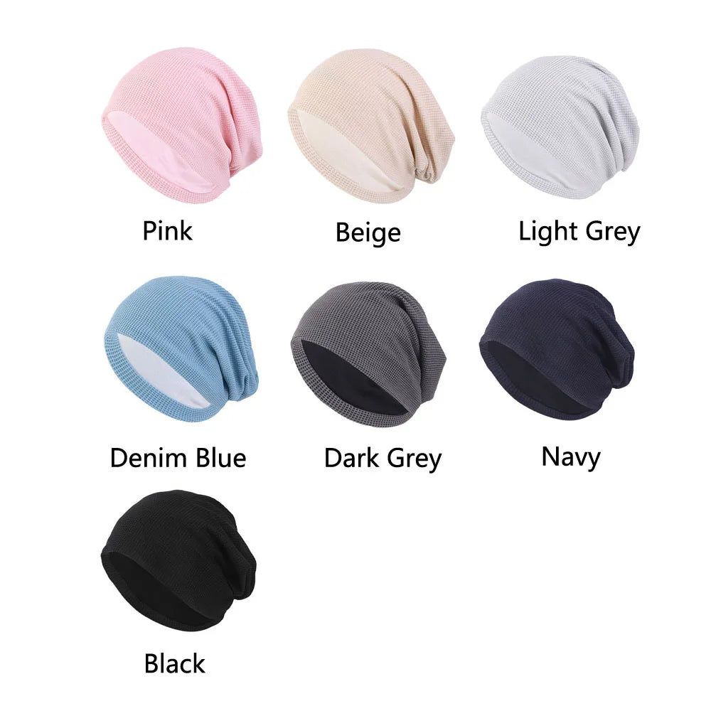 Unisex Men Women Beanie Cotton Night Sleep Cap Bonnet Chemo Hat Headwear Turban Baggy Hair Care Nightcap Pullover Hat Solid Colo