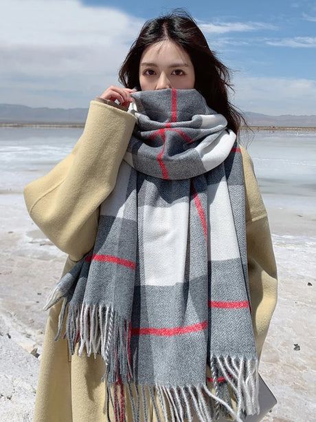 Korean Imitation Cashmere Women Scarf Winter Preppy Style Scarve Pashmina Mujer Foulard Bufanda Wrap Shawls Stoles Echarpe Hiver