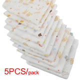 5pcs Pack 31*31cm 100% Cotton Gauze Cartoon Newborn Infant Baby Face Hand Bathing Towel Bibs Feeding Handkerchief Square Towels