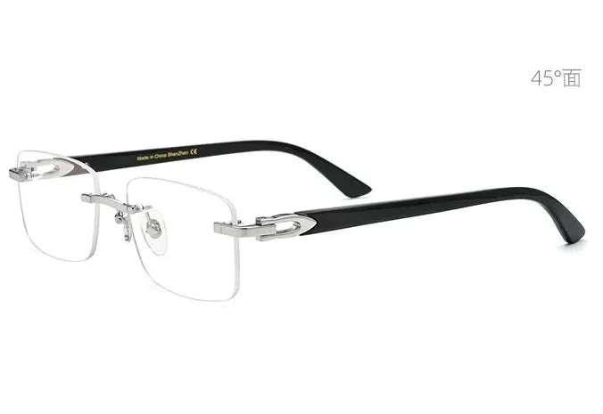 Frameless Horn Pure Titanium Glasses Frame with High-grade Natural White Horn Temples Can Be Matched with Myopia and Presbyopia.