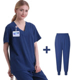 New Scrubs Set Medical Uniforms Stretch Scrub Tops with Pocket Pants Nurse Uniform Doctor Surgery Overalls Beauty Salon Workwear