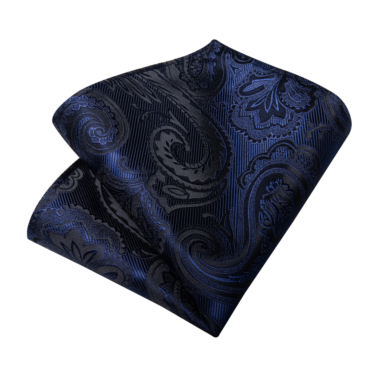 Elegant Blue Floral Paisley Men's 8cm Silk Tie Set with Pocket Square Cufflinks Business Suits Accessories Groom Wedding Cravat