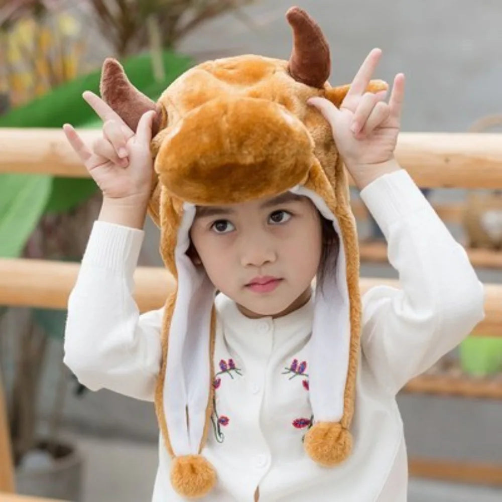 Cute Cosplay Costume Green Headgear Female Beanie Caps Cartoon Winter Autumn Hats Plush Hat Big Frog Eyes Hat Rabbit Bunny Ears