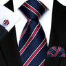 3Pcs Striped Ties Set Necktie and Pocket Square Cufflinks Sets Trendy Repp Graphic Woven Formal Business Necktie for Men