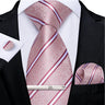 Pink Striped Floral Solid Paisley 8cm Silk Men's Tie Set Handkerchief Cufflinks Wedding Business Prom Accessories Tie Cravat