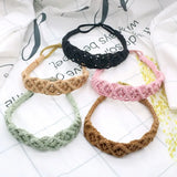 Braided Rope Headwrap Small Daisy Elastic Hair Band Turban Women Hair Scarf Crochet Bandana Macrame Hair Band Bohemian Headband
