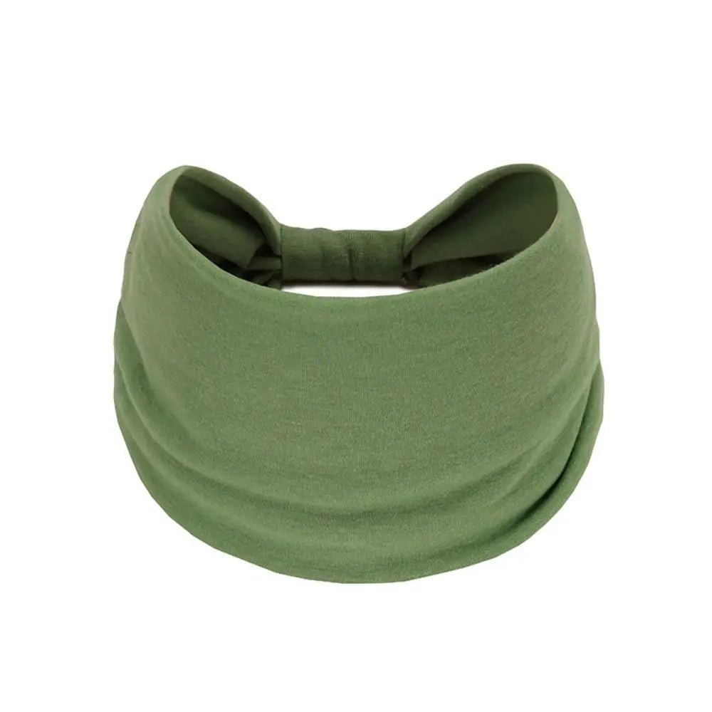 Fashion Solid Color Wide Hair Band Elastic Knotted Yoga Hairband Sports Headband Women