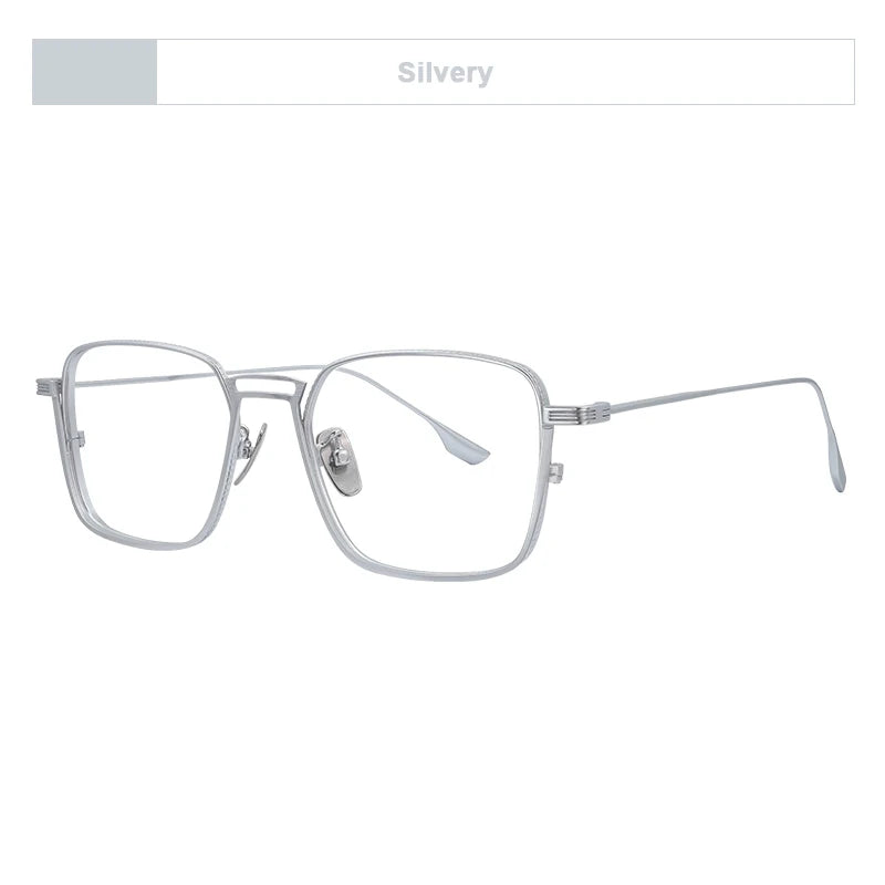American Design Men Square Frames Handmade Retro Pure Titanium Glasses Thick Edges Business Eyeglasses Suitable for Large Faces