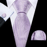 Male Gift Silk Men Tie Set Purple Violet Solid Paisley Striped Wedding Business Tie for Man Necktie Handky Cufflinks Barry.Wang