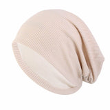 Unisex Men Women Beanie Cotton Night Sleep Cap Bonnet Chemo Hat Headwear Turban Baggy Hair Care Nightcap Pullover Hat Solid Colo