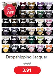 Hi-Tie Jacquard Silk Mens Bowtie Bow Tie Hanky Cufflinks Set Pre-tied Butterfly Knot Black White Grey Blue Red Green Pink Purple