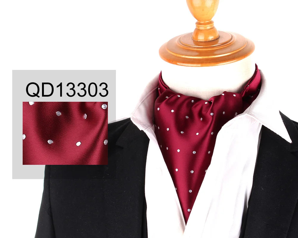 Ascot Tie Cravat Luxury Mens dots Neck Tie Self Tie  for Men Wedding Necktie