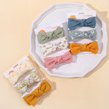3Pcs/set Elastic Soft Headband for Baby Hair Accessories Newborn Bows Headwear Printing Toddler Bandage Ribbon Bowknot Headscarf