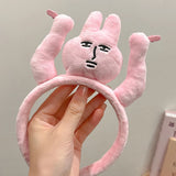 Pink Rabbit Hairband Cute Headband Kawaii Plush Hair Accessory Funny Wide-Brimmed Hairpin Creativity Headdress Gift