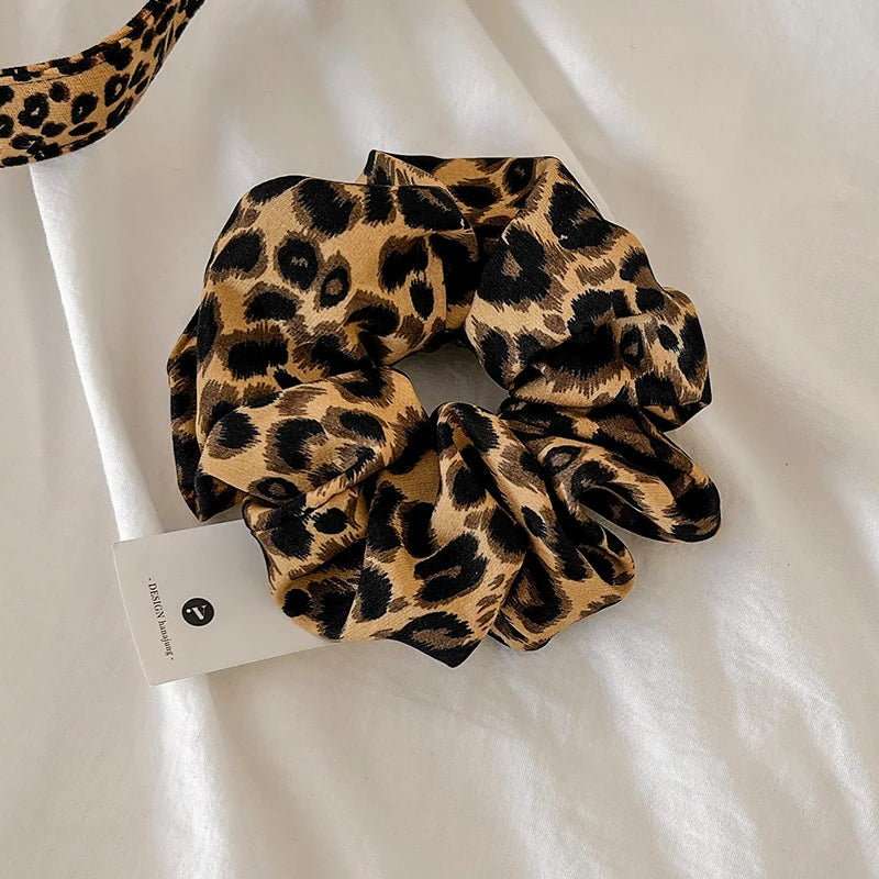 Leopard Print Scrunchies Hair Tie Hair Rope High Elasticity Elastic Hair Band Ponytail Holder Elegant Women Hair Accessories