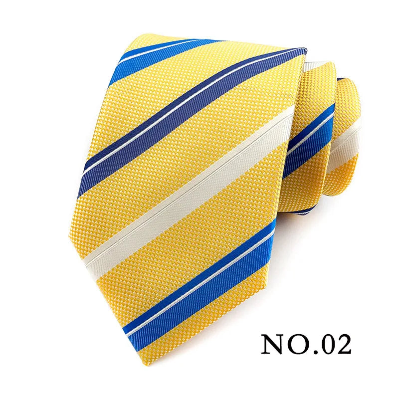 New 8cm Mens Tie Striped Patterned Man Necktie Neck Tie Jacquard Woven Ascot Cravat Neckwear For Gentleman Wedding  Party