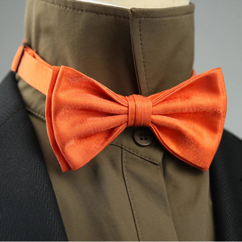 4 Styles Solid Color Black White Wine Bow Ties New Ribbon Gilded Butterfly Double Layered Wedding Party Bowknot Tuxedo Cravat