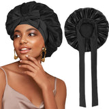 New Women Satin Bonnet Silky Sleep Cap Curly Hair Wrap For Sleeping Cap Adjustable Bonnets With Tie Band Nightcap Hair Care Cap
