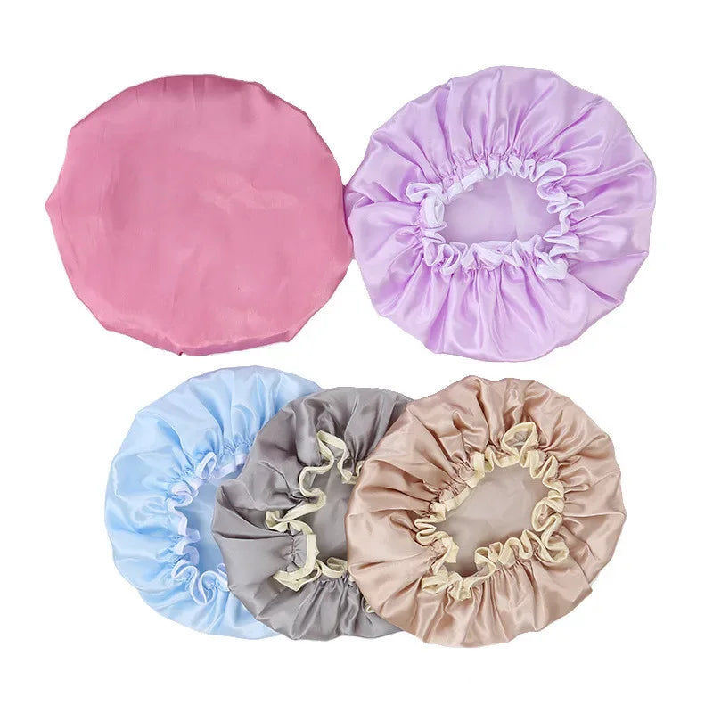 1Pcs Women's Elastic Band Satin Silky Bonnet Sleep Cap Hair Care Hair Dryers Female Hair Protect Bonnet Nightcap Satin Bath Cap