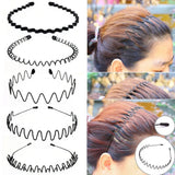 Black Metal Wavy Headband Men Women's Hair Band Head Hoops Bands Headwear Sport Headbands Hairband Bangs Holder Hair Accessories