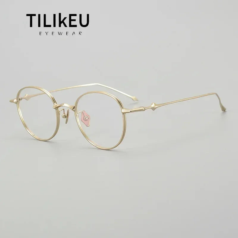 2024 Pure Titanium Frame Round Retro Fashion Men Women Eyeglasses Frame Anti-blue Light Glasses Designer Korean Glasses Frames