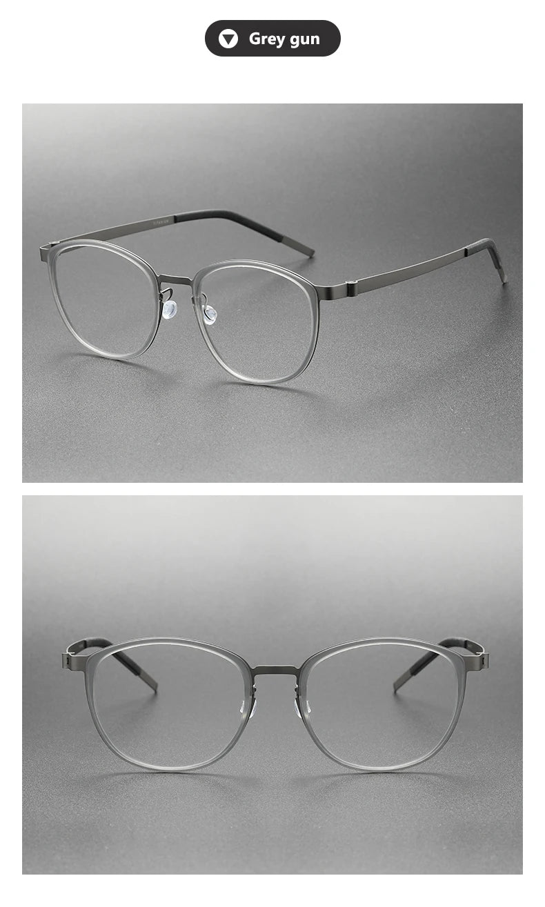 2023 Titanium Glasses Frame for Men Women Vintage Round Myopia Optical Eyewear Screwless Prescription Eyeglasses Frame Spectacle