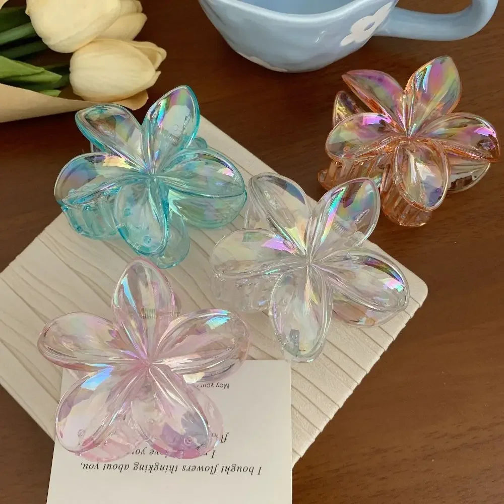 Hairpin Flower Hair Clip Cute Grab Clip Plastic Large Hair Claw Beach Headwear Hair Accessories Transparent Hair Clip Female