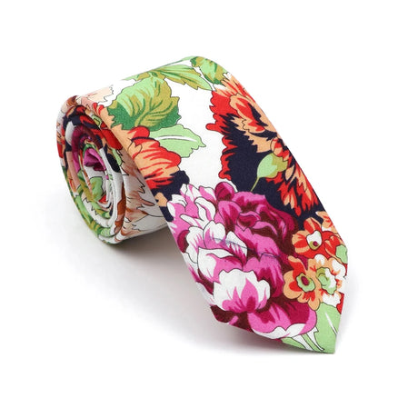 New Men's Floral Neck Ties Casual Cotton Slim Tie Skinny Wedding Party Suit Collar Flower Neckties Gravata Accessories Gift