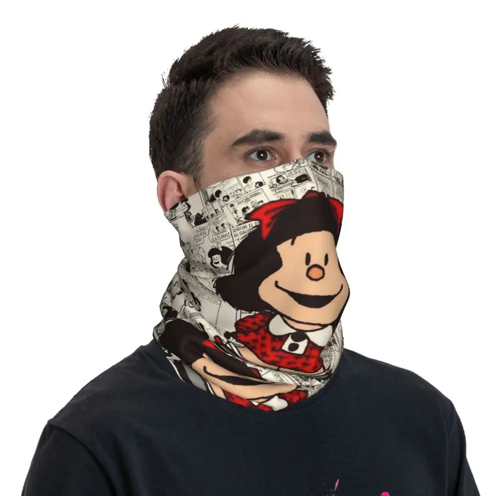 Comic Girl Scarf Neckerchief Neck Face Mask Polyester