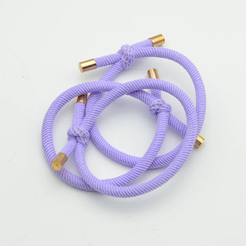 10PCS 5mm Knotted Twilled Elastic Hair Bands Golden Ends Hair Ties for fashion girls elasticity ponytail holders hair scrunches