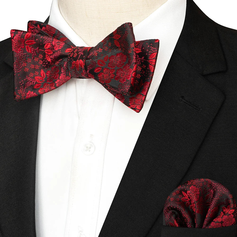 EASTEPIC Striped Bow Tie for Men Hanky Set Plaid Accessory Paisley Neckwear Floral Design Polka Dot Pure Black Evening Party