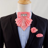 Original Fashion Tassel Rhinestone Bow Tie British Business Banquet Dress Collar Flowers Men's Wedding Bow-tie Brooch 3 Pcs Set