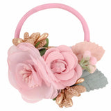 Handmade Flower Elastics Hair Ties For Kids Girls Stretchy Rubber Hairband Slim Headband Scrunchies Ponytail Holder Ring Loop
