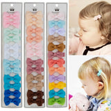 12Pcs/Lot 4.5cm Solid Grosgrain Ribbon Bowknot Kids Hair Clips Handmade Bows Baby Girls Barrettes Hairpins Photo Props Gift Set