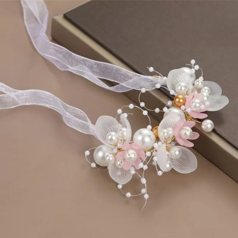 Elegant Girls Headband Lmitated Pearl Hair Headdress Baby Girls Flower Wreath Bride Garland Head Hoop Wedding Headbands Hair