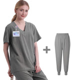 New Scrubs Set Medical Uniforms Stretch Scrub Tops with Pocket Pants Nurse Uniform Doctor Surgery Overalls Beauty Salon Workwear
