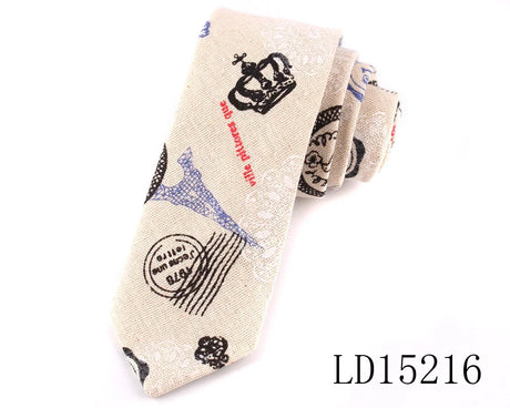 New Designer Print Ties Casual Narrow Necktie Ties for Men Hip-hop Party Floral Cotton Skinny Tie Cravat