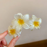 Dopamine Sunflower Shark Clip Sweet Gradient Flower Grab Clip Ponytail Braid Hair Clip for Girls Beach Vacation Hairstyles
