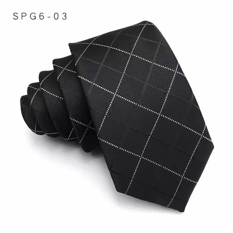 Luxury Slim Narrow Skinny 6CM Mens Necktie Neck Ties For Man Black Solid Dot Striped Jacquard Cravat Business Party Corbatas