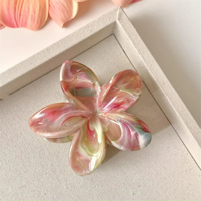 Summer Ice Transparency Pink Green Egg Flower Scratch Clip Shark Clip Sweet Fresh Marbled Plate Hair Clip Hair Scratch