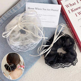 Lace Scrunchies Bowknot Ribbon Elastic Hair Bands Hair Rope Ties Hair Accessories Ponytail Holder Hair Ring INS Hair Accessories