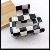 Clearance_Black White Checkered Rectangle Hair Claw Clips For Women Girls Fashion Hair Clips For Styling Claw Clamps Hair Access