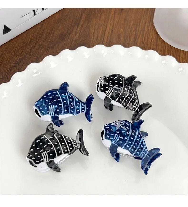 Muweordy Blue Whale Hair Claw Acetate Hair Clips For Women Popular Hair Catches Animal Hair Clip Cute Sea Creature Claw Clips