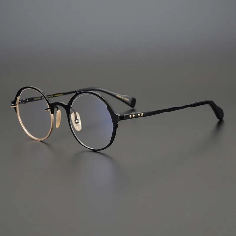 53160 Retro round pure titanium handmade glasses frame men and women irregular high-end optical frames