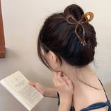 Ponytail Bow Large Hair Claw Crab Hair Accessories for Women Solid Acrylic Bowknot Hair Clips Hairpins Girls Barrettes Headbands