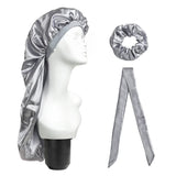 3Pcs Elastic Wide Edge Satin Bonnet Long Hair Hat Sleeping Hats Wrap Night Cap Hair Care Bonnet for Women Men Unisex Cap