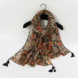 Fashion Printed Leopard Scarf Female Spring Muslim Women Hijab Scarves Tassel Large Size Headband Handkerchief Women's Bandana