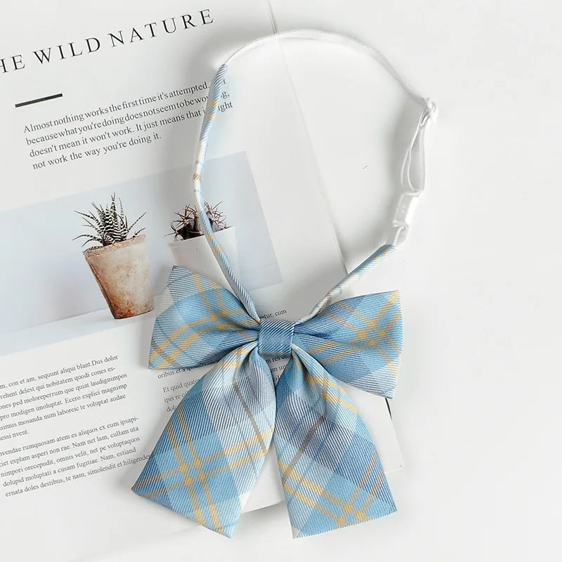 Fashion JK Bowtie Women College Student Collar Tie Cotton Plaid Bowknot Lolita Girls Adjustable Butterfly Anime Cosplay Cravat