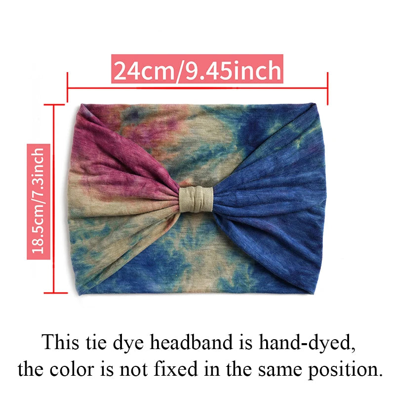 Bohemian Wide Stretch Headbands Multi-color Tie-dyed Yoga Sweatband Turban Head Wrap Bandana Women Hair Accessories Wholesale