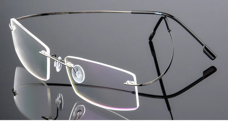 Titanium Alloy Ultra-Elastic Frameless Metal Glasses Frame for Men and Women, Rimless Myopia Prescription Glass Frames FJ868